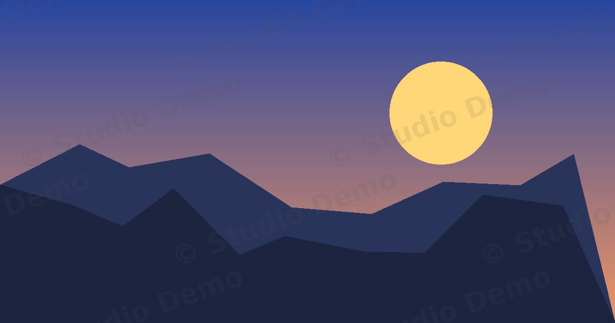 A mountain sunset photo covered with a tiled "© Studio Demo" watermark
